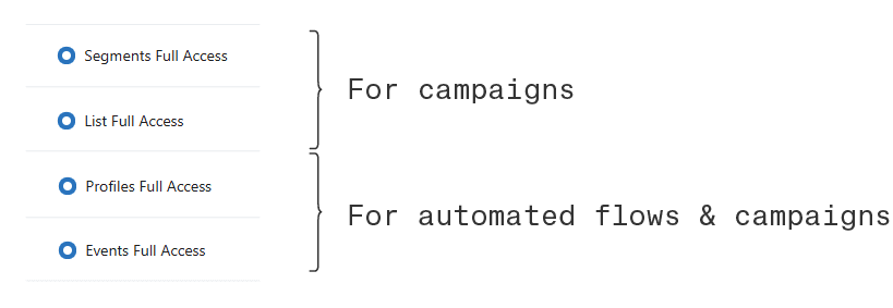 Klaviyo settings screenshot
